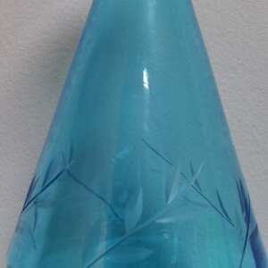 Awesome Vintage Etched light Blue Glass Vase Bottle Home Decor