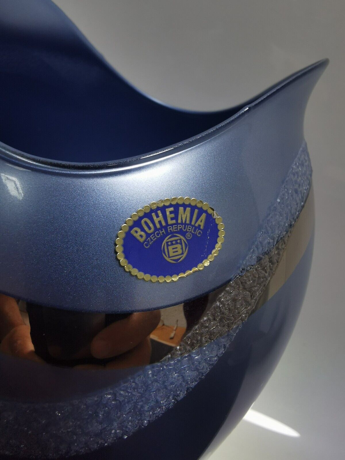Bohemia Blue Glass Vase with Silver Overlay Czech Republic 1980s Excellent Rare - Image 3