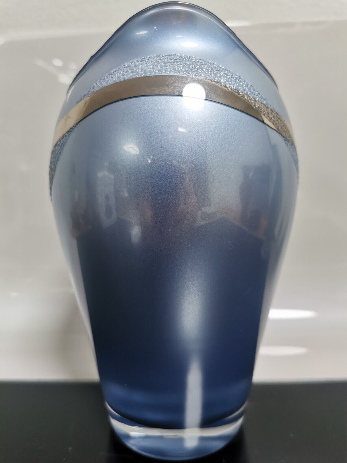 Bohemia Blue Glass Vase with Silver Overlay Czech Republic 1980s Excellent Rare - Image 4