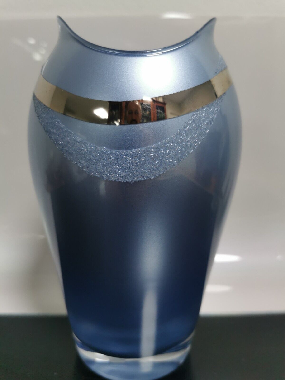 Bohemia Blue Glass Vase with Silver Overlay Czech Republic 1980s Excellent Rare - Image 5