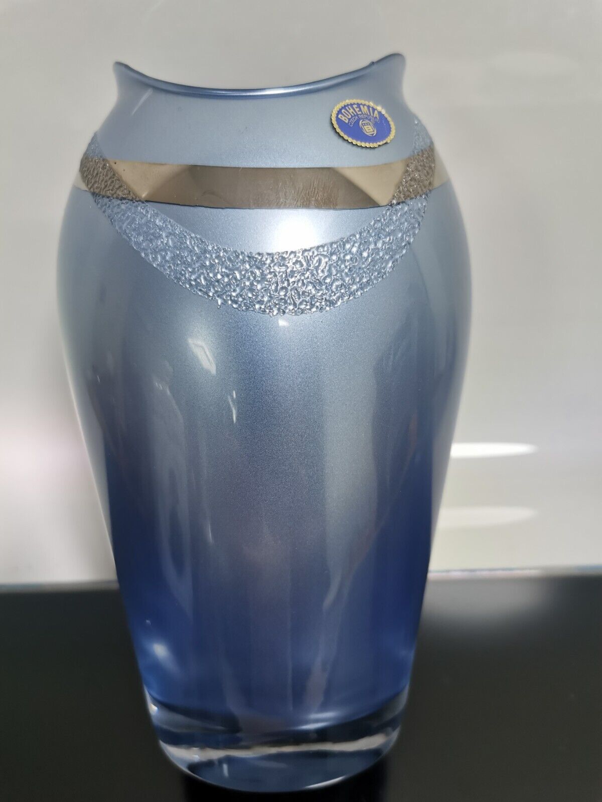 Bohemia Blue Glass Vase with Silver Overlay Czech Republic 1980s Excellent Rare - Image 8
