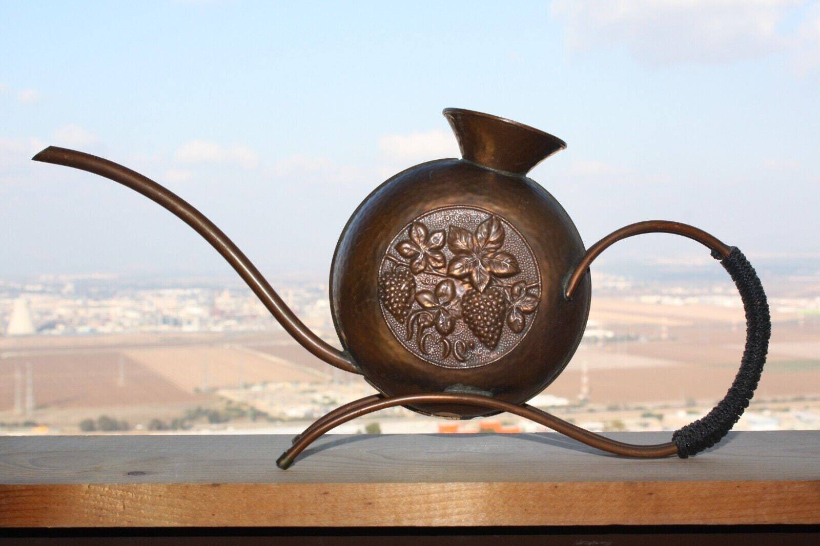 Handmade Israel Arts & Crafts Hammered Copper Vase on Stand Vintage 50's - Image 2