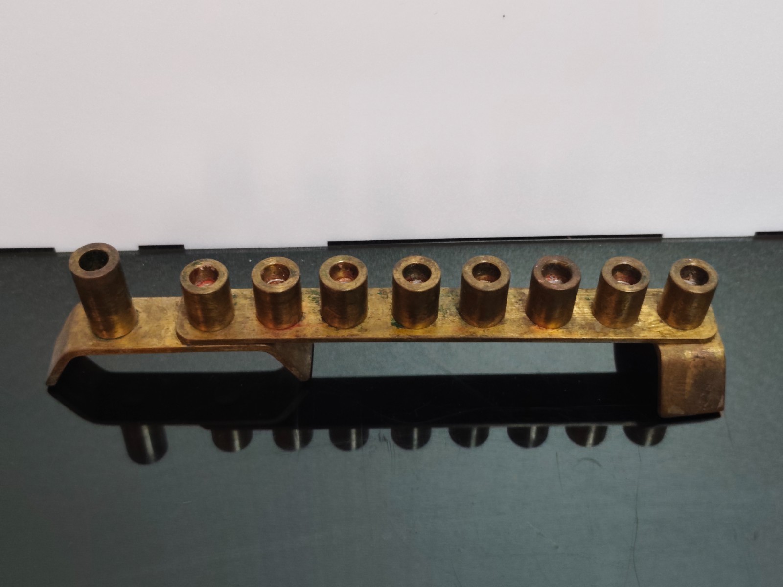 Modern Brass Hanukkah Menorah Lamp Candleholder 9 Branch Israel - Image 3