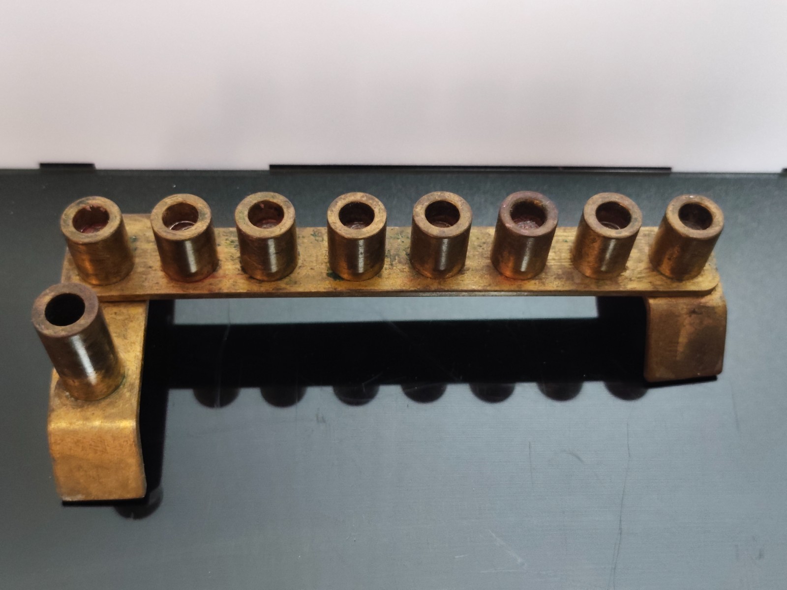 Modern Brass Hanukkah Menorah Lamp Candleholder 9 Branch Israel - Image 4