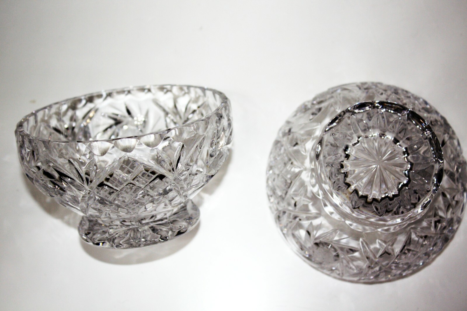 Pair of Bohemian Glass Handcut Lead Crystal Candy Dishes Bowls Excellent Cond - Image 3