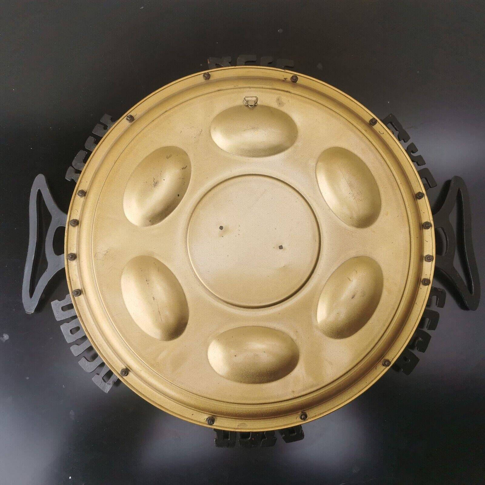 Vintage Gold Plated Enamel Passover Tray Plate Jerusalem Brass Bronze Rare - Image 5