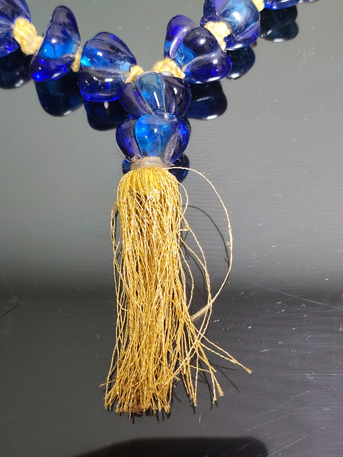 Vintage Islamic Middle Eastern Blue Glass Prayer Large Beads Decorative Rosary - Image 2