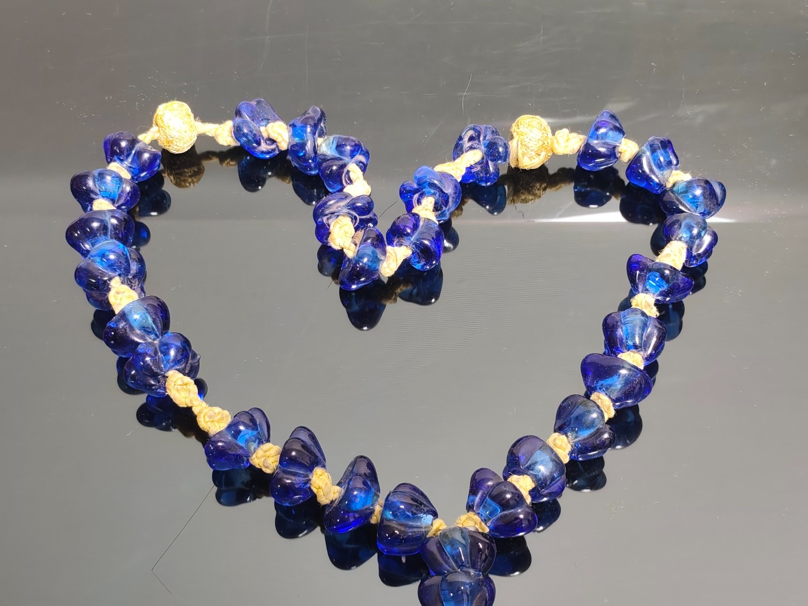 Vintage Islamic Middle Eastern Blue Glass Prayer Large Beads Decorative Rosary - Image 3