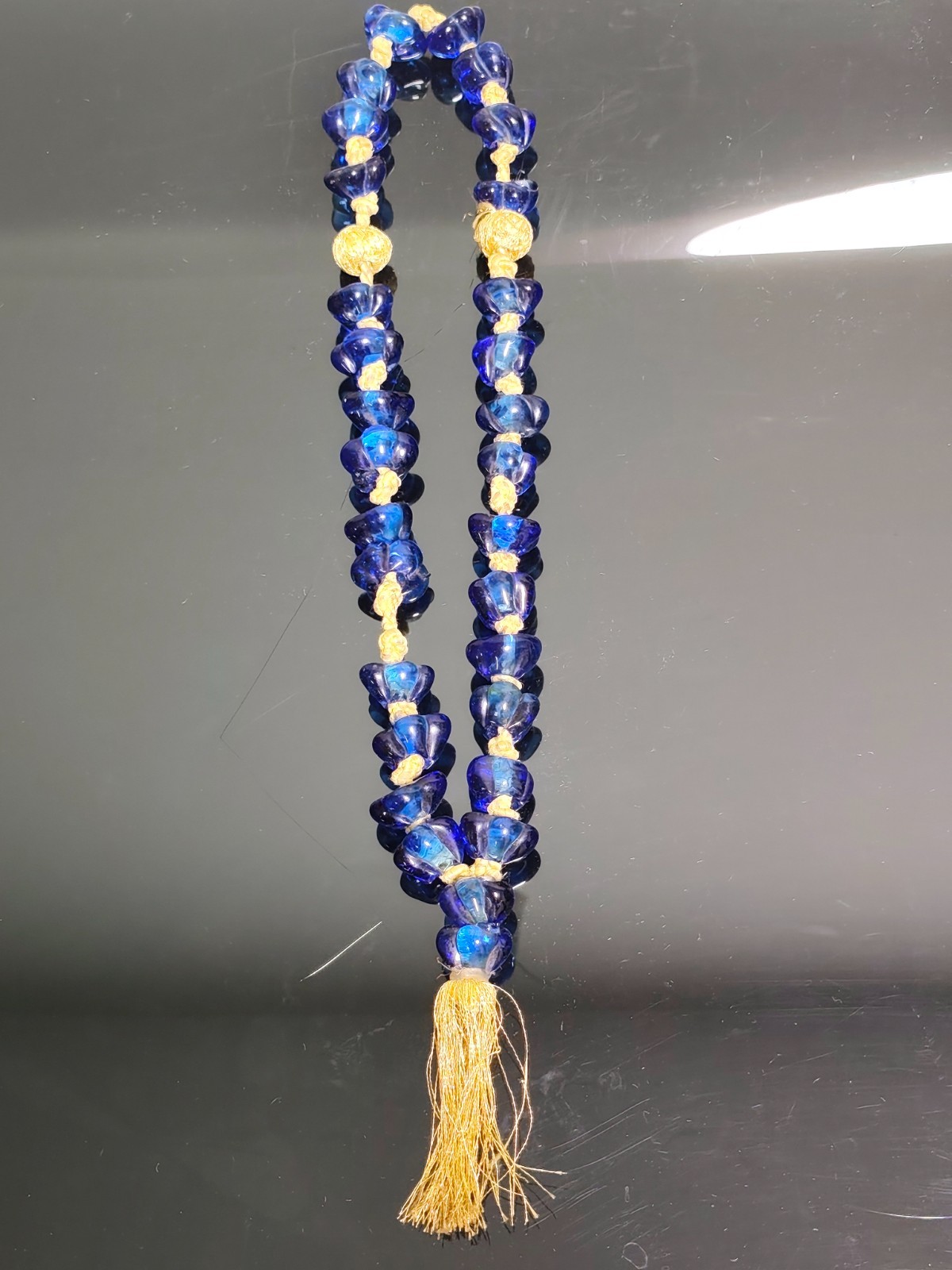 Vintage Islamic Middle Eastern Blue Glass Prayer Large Beads Decorative Rosary - Image 4