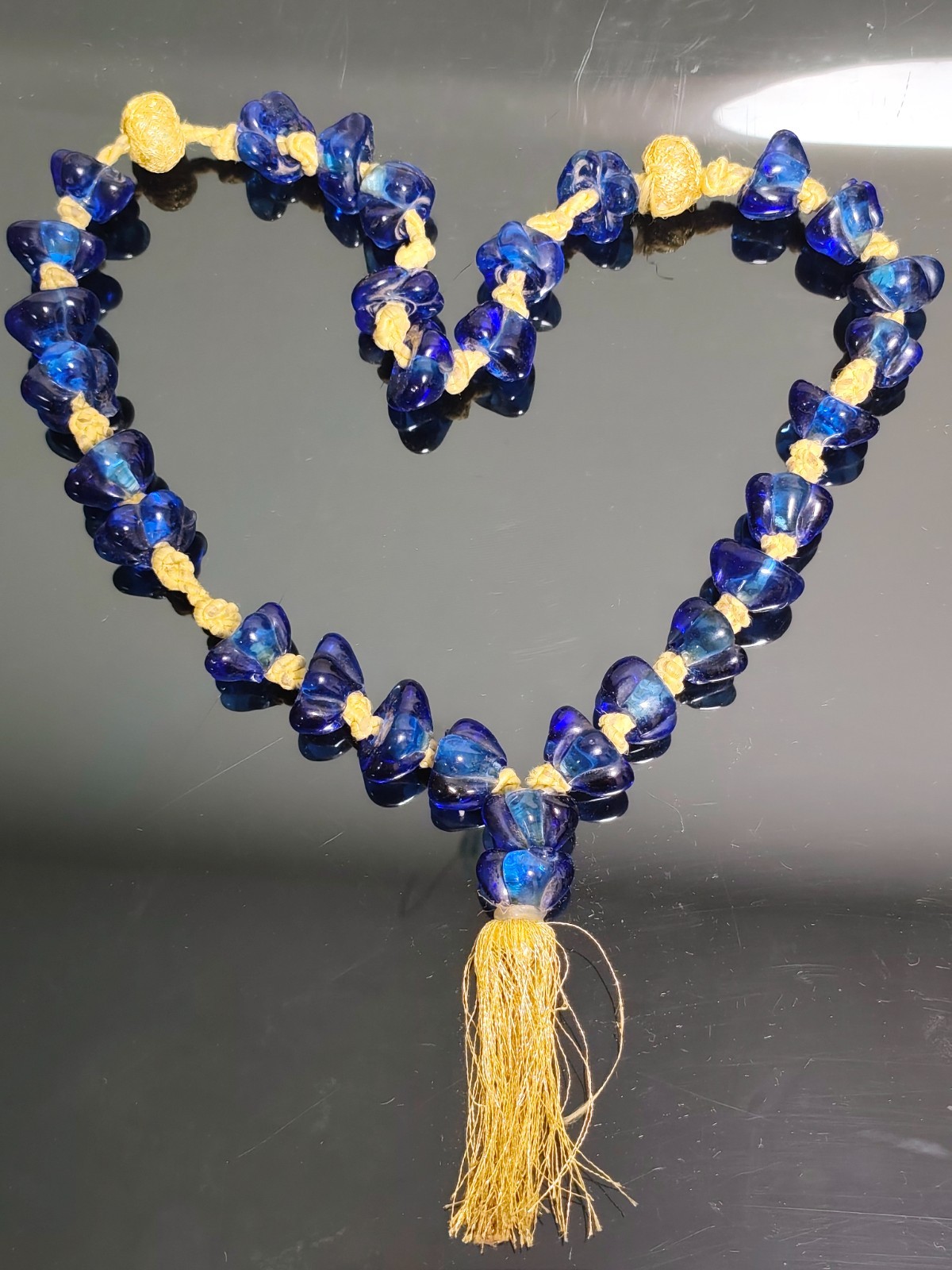 Vintage Islamic Middle Eastern Blue Glass Prayer Large Beads Decorative Rosary