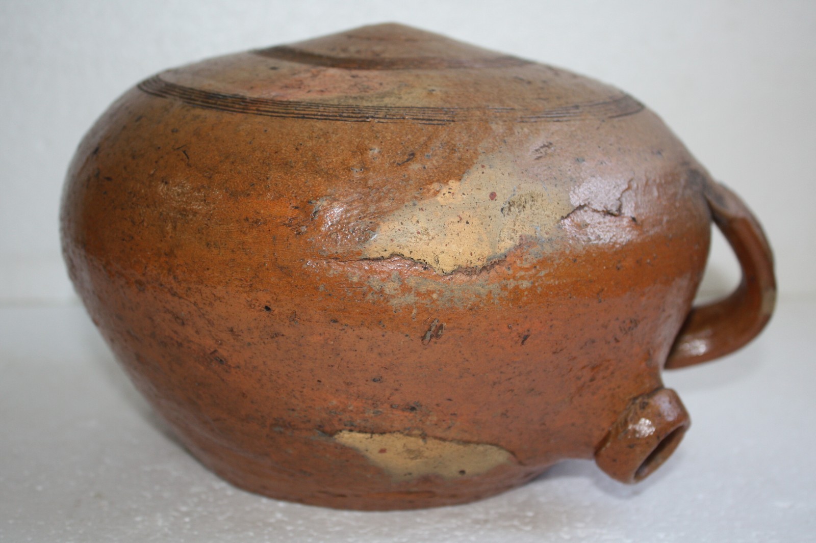 Antique Pottery Terracotta Vessel Jar Flask Unusual Gorgeous Ancient Heavy Rare - Image 4