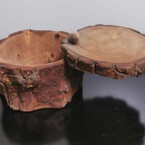 Jewelry Trinket Log Secret Box Hand Made Natural Wood Bark Around Wooden Art