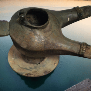 Old Ancient Middle Eastern Bronze Oil Lamp Incense 2 Spout Antique Rare