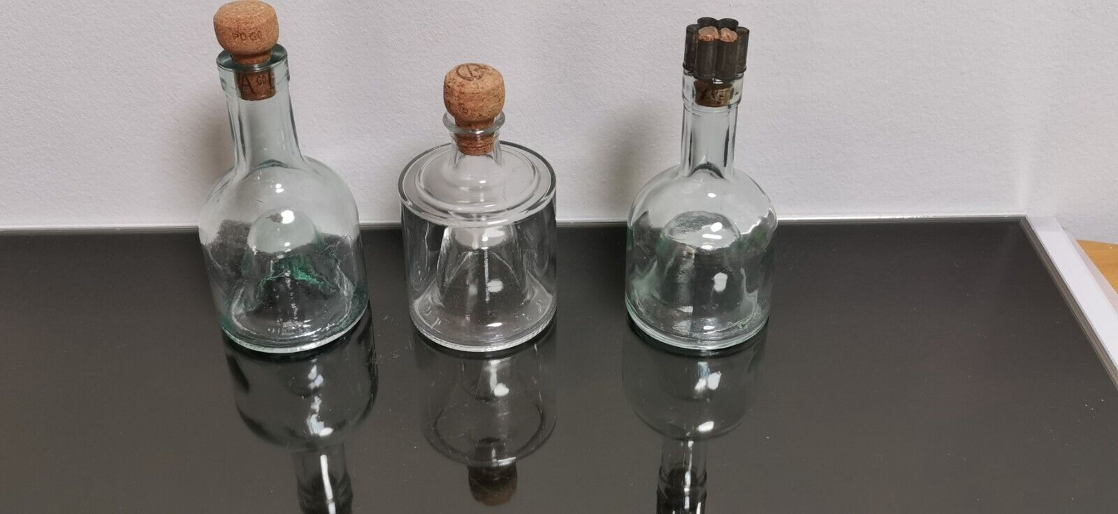 Set of 3 Collectible Bottles with Hand Blown Kick-up Base - Image 2