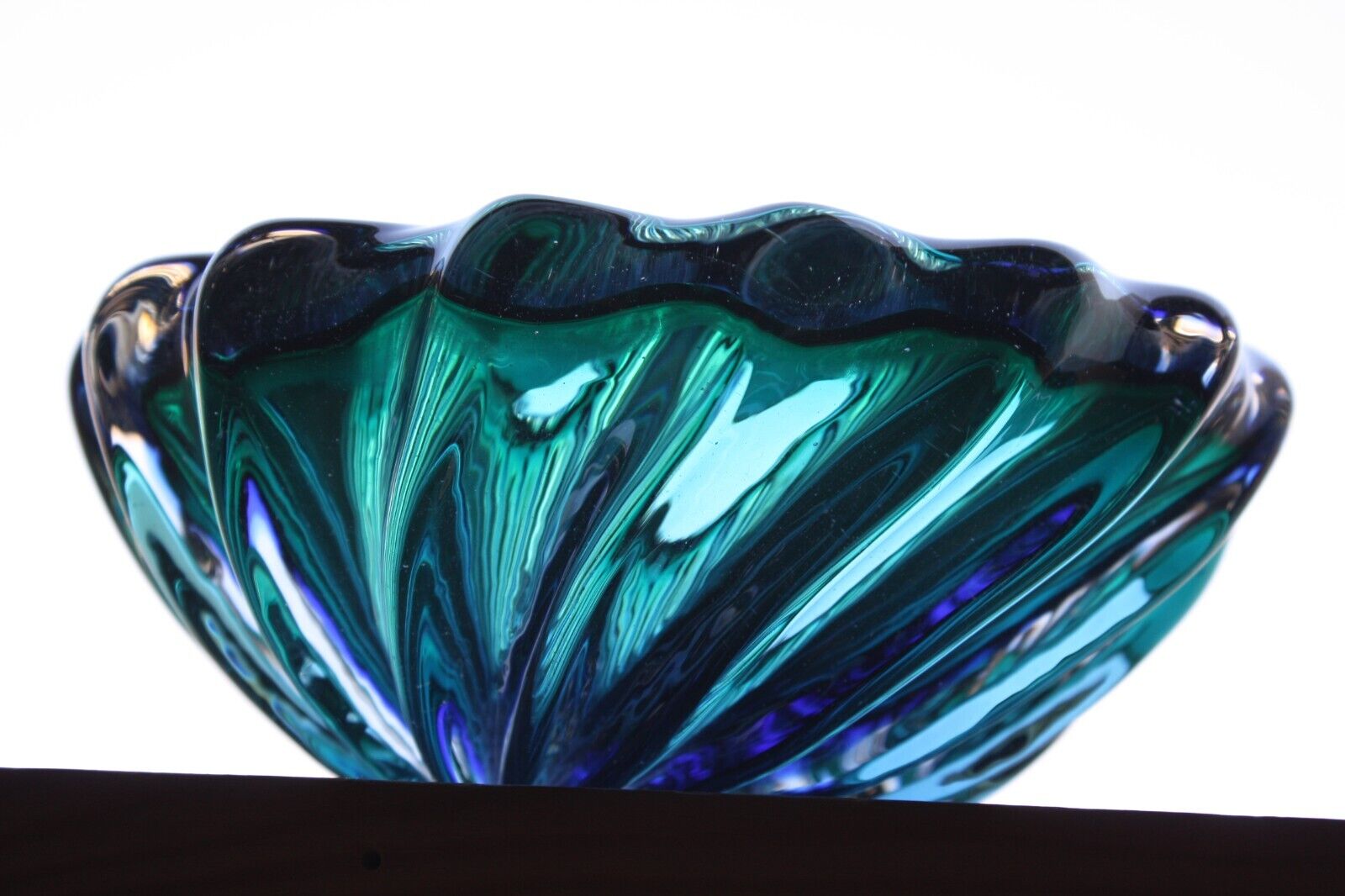 Vintage Awesome Heavy Aquamarine Murano Glass Bowl Ashtray Home Decor Rare - Image 7