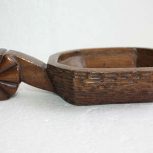 Vintage Hand Carved Rustic Russian Wooden Spoon Kovsh Bowl Cup Kvas Water Rare