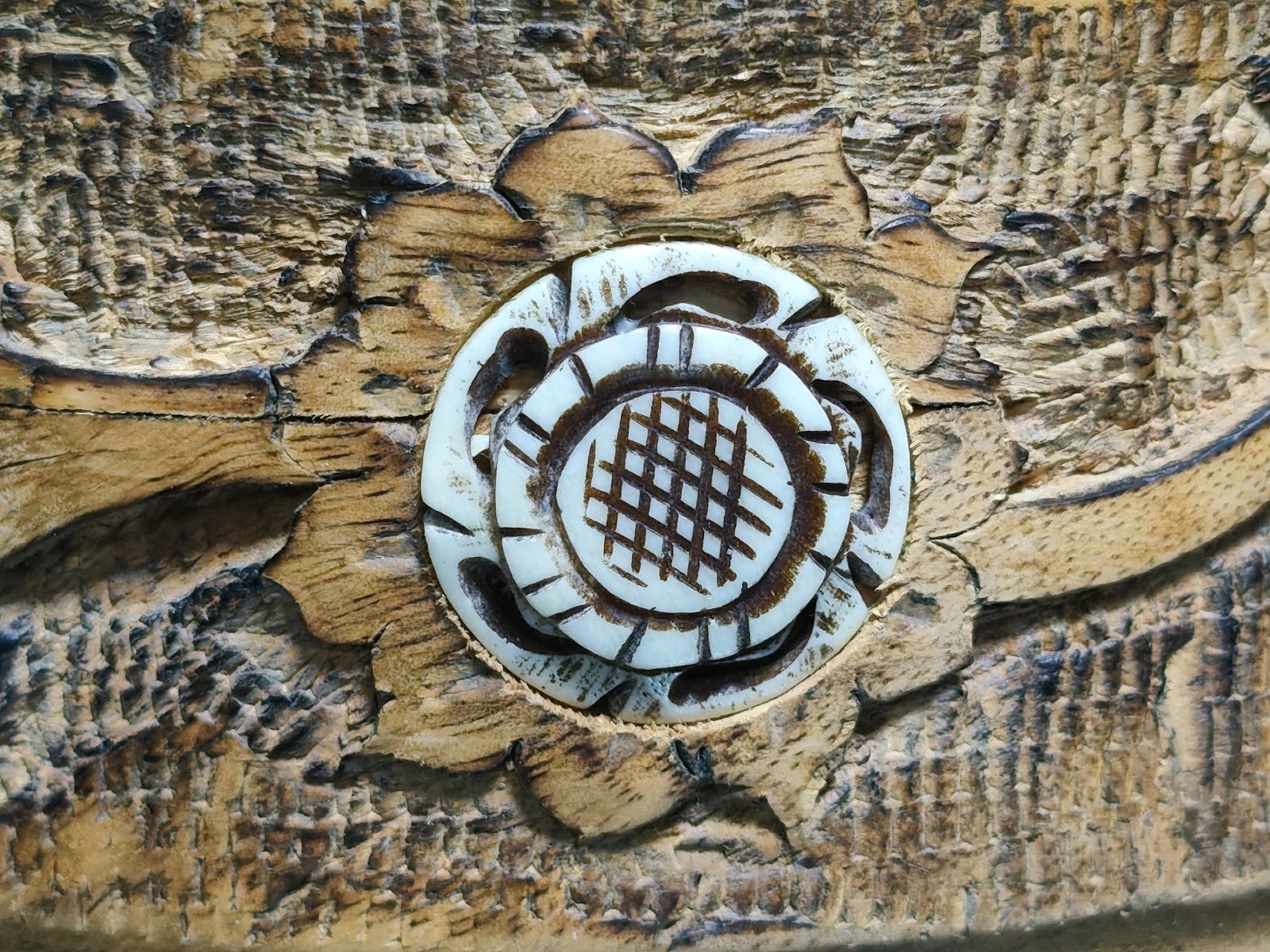 Vintage Hand Carved Wood Nut Bowl - Image 4