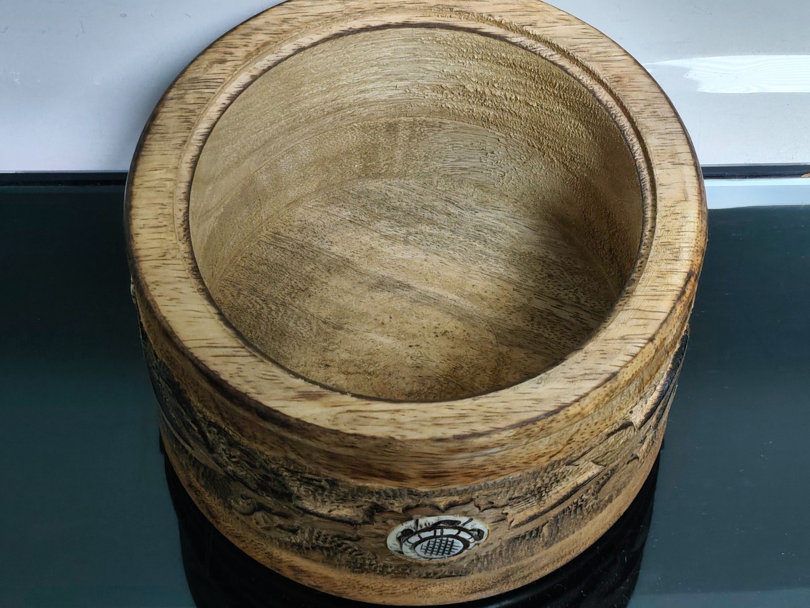 Vintage Hand Carved Wood Nut Bowl - Image 5