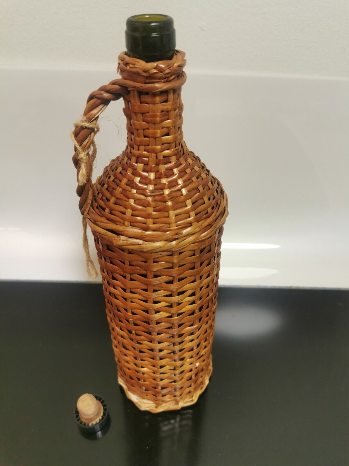 Vintage Hand Wicker Wine Bottle Woven Wine Jug Straw Wrapped Rustic Decor - Image 5