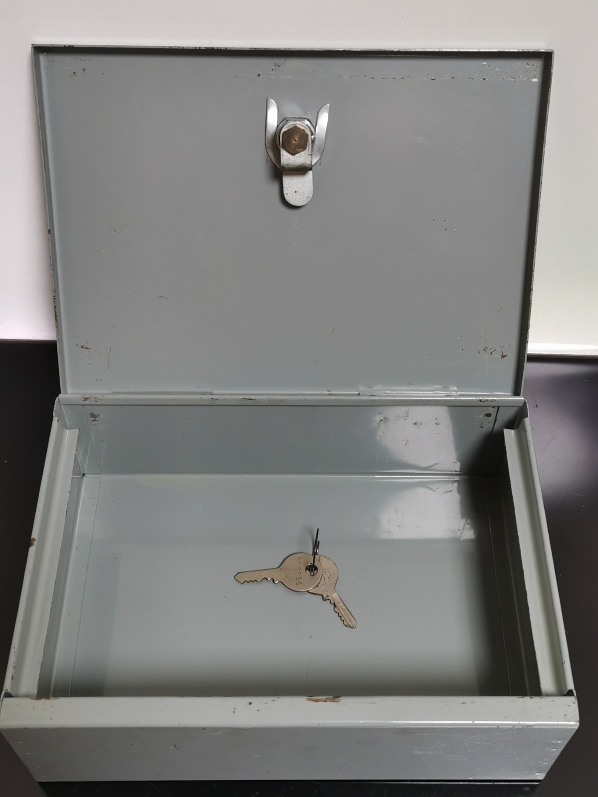 Vintage Israel Hakoach Security Metal Box Safe with Key Lock