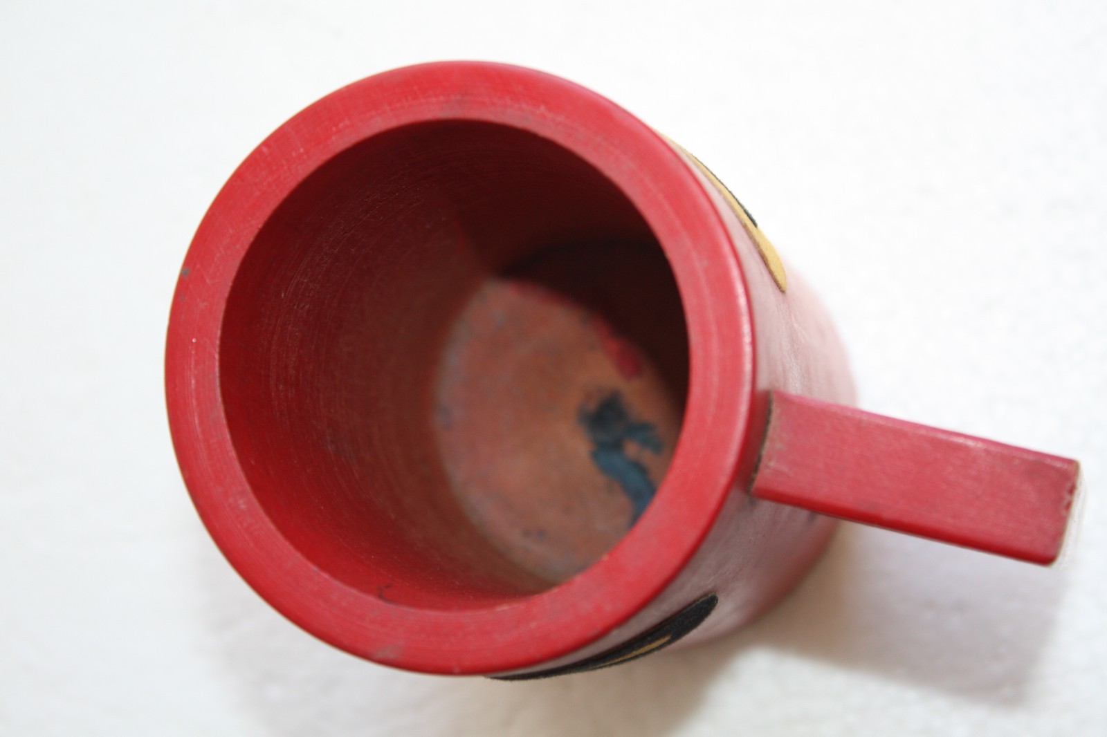 Vintage Red Wooden Mug Cup Handled Collectible Decorative - Image 4
