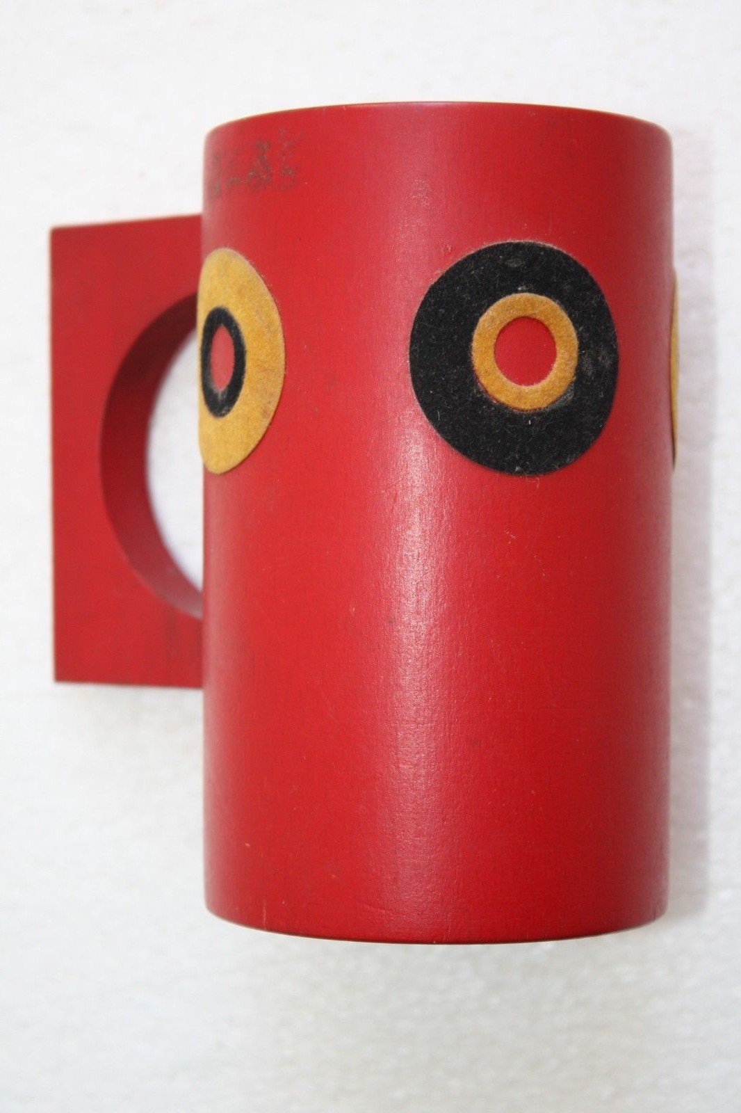 Vintage Red Wooden Mug Cup Handled Collectible Decorative - Image 6