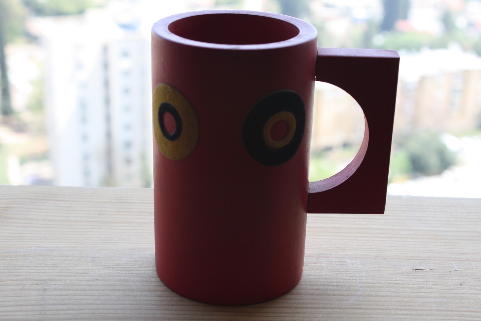 Vintage Red Wooden Mug Cup Handled Collectible Decorative - Image 7