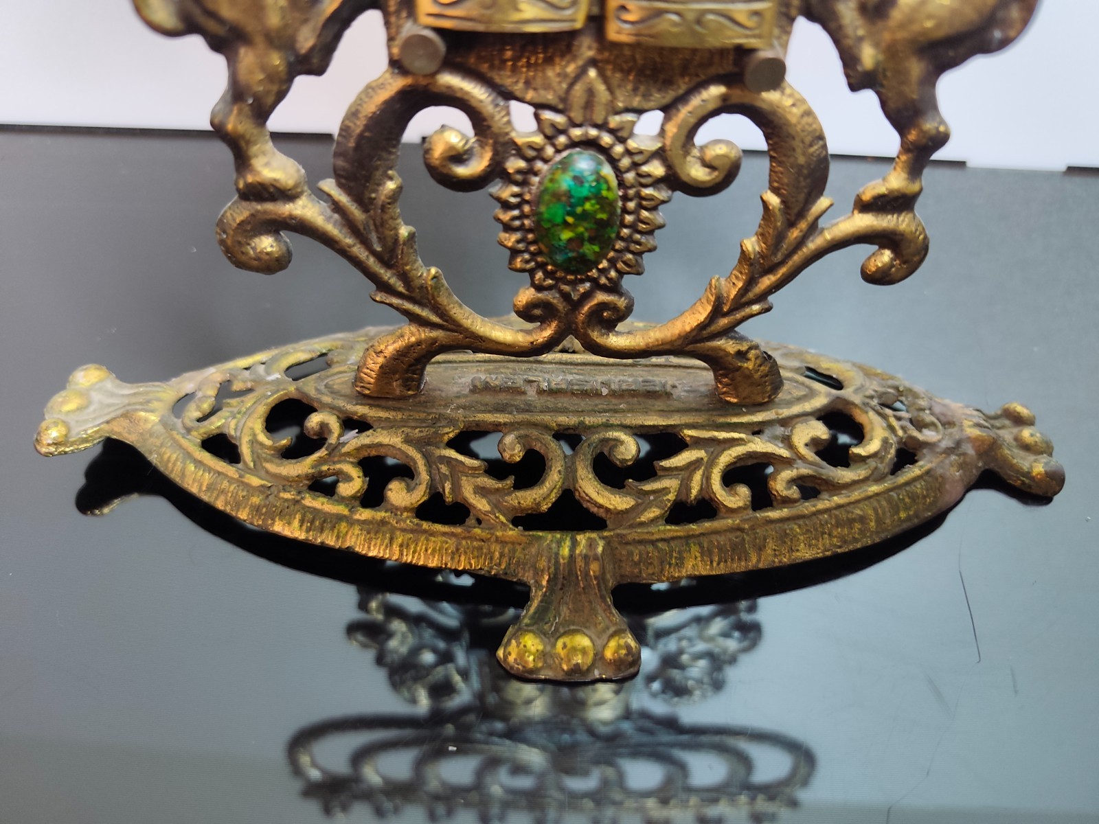 XL Vintage Judaica Hanukkah Jewish Menorah Jerusalem Brass Bronze Holy Land 34cm - Image 7