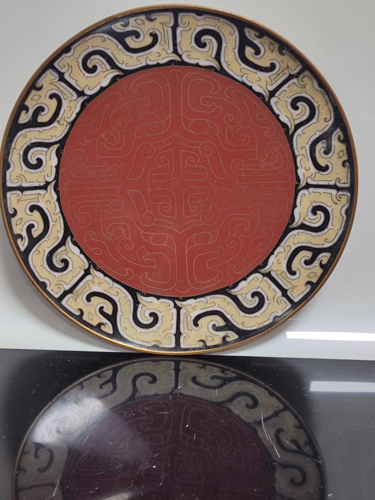 Antique Qing Dynasty To Republic Period Chinese Cloisonne Plate Dragon Pattern - Image 3