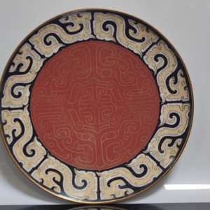 Antique Qing Dynasty To Republic Period Chinese Cloisonne Plate Dragon Pattern