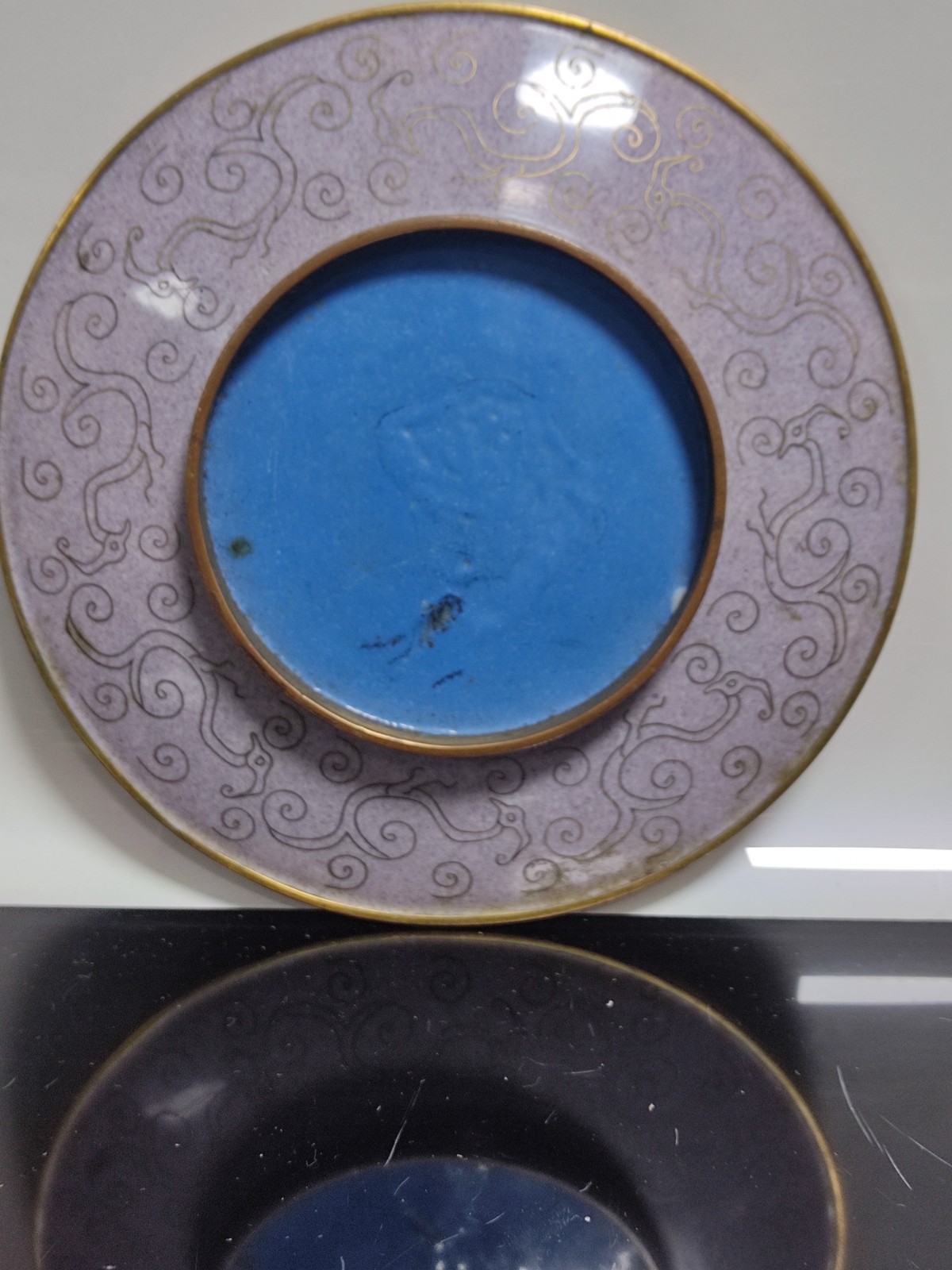 Antique Qing Dynasty To Republic Period Chinese Cloisonne Plate Dragon Pattern - Image 5