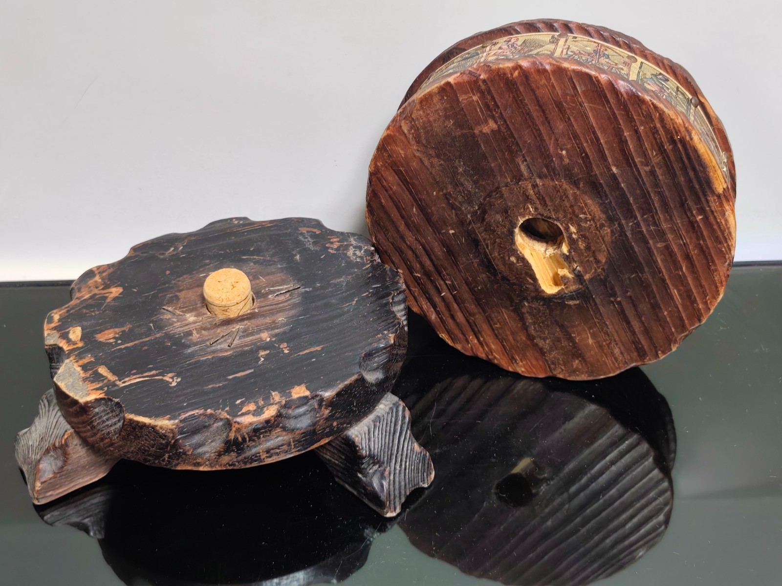 Mid Century Ashtray Bowl Wood Carved With 17th Century Design Probably Spain - Image 12