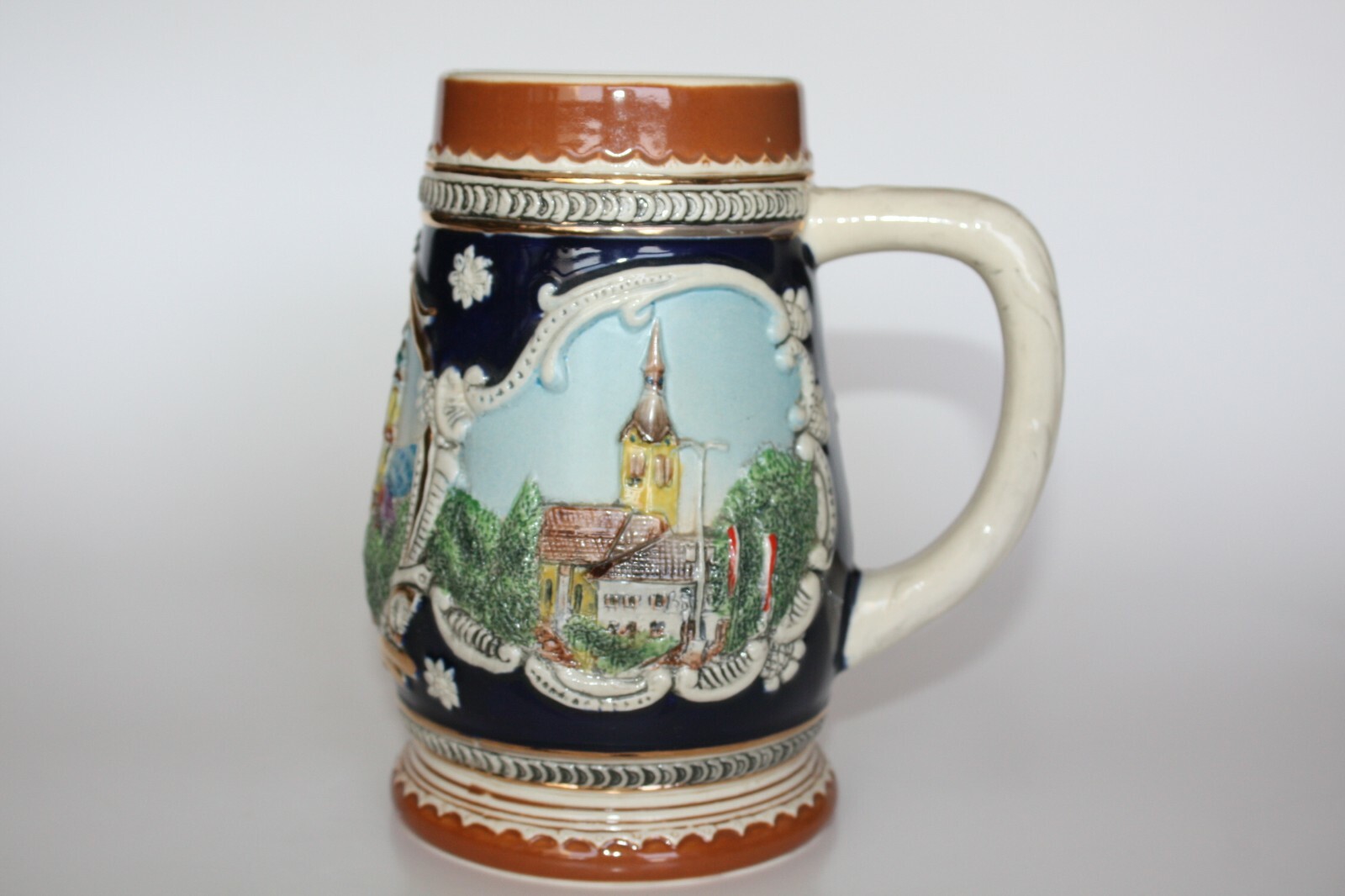 Original BURGER Germany Handmade Hand Painted Beer Stein Glass Cup Innsbruck 7" - Image 3