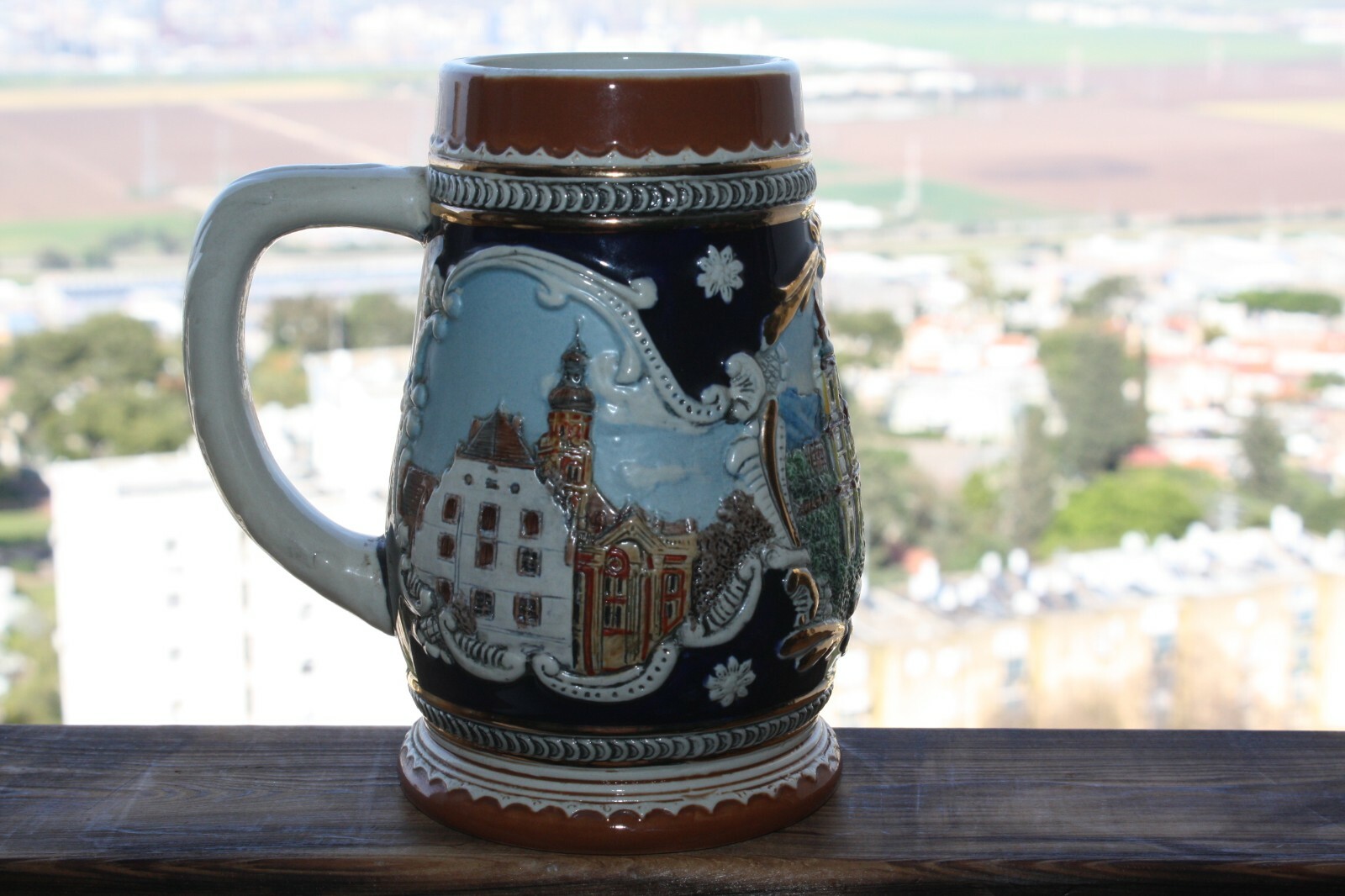 Original BURGER Germany Handmade Hand Painted Beer Stein Glass Cup Innsbruck 7" - Image 4