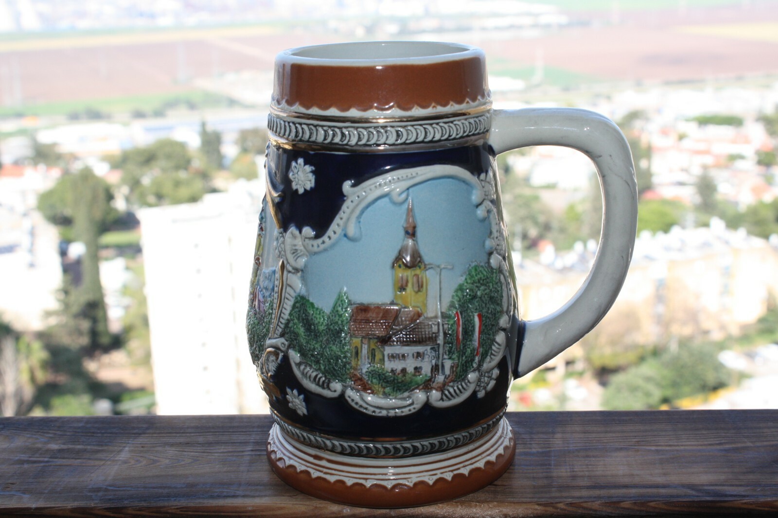 Original BURGER Germany Handmade Hand Painted Beer Stein Glass Cup Innsbruck 7" - Image 5
