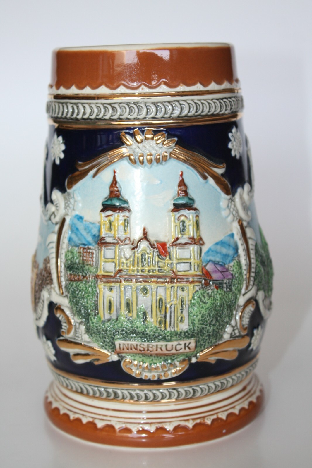 Original BURGER Germany Handmade Hand Painted Beer Stein Glass Cup Innsbruck 7" - Image 8