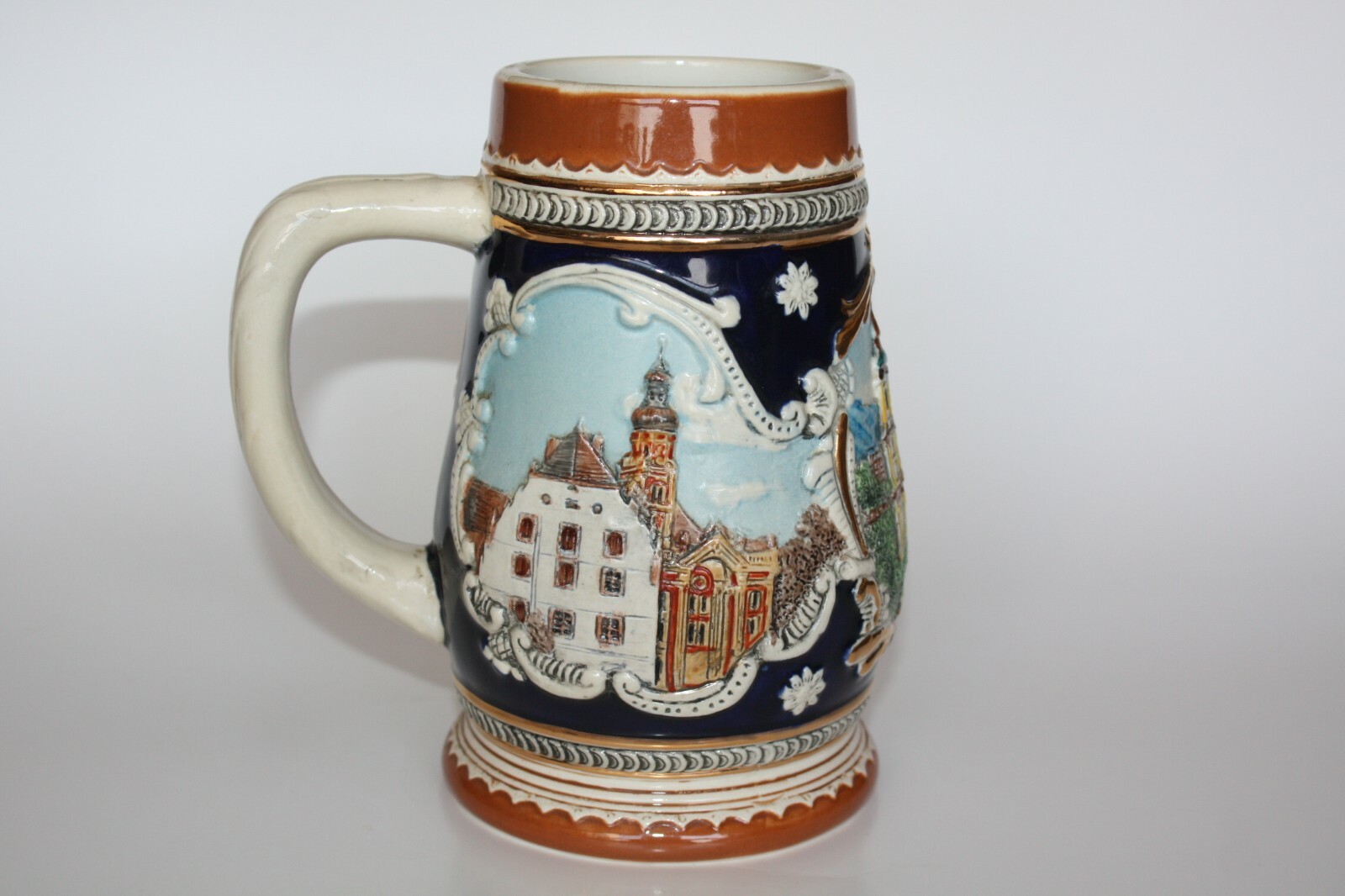 Original BURGER Germany Handmade Hand Painted Beer Stein Glass Cup Innsbruck 7"