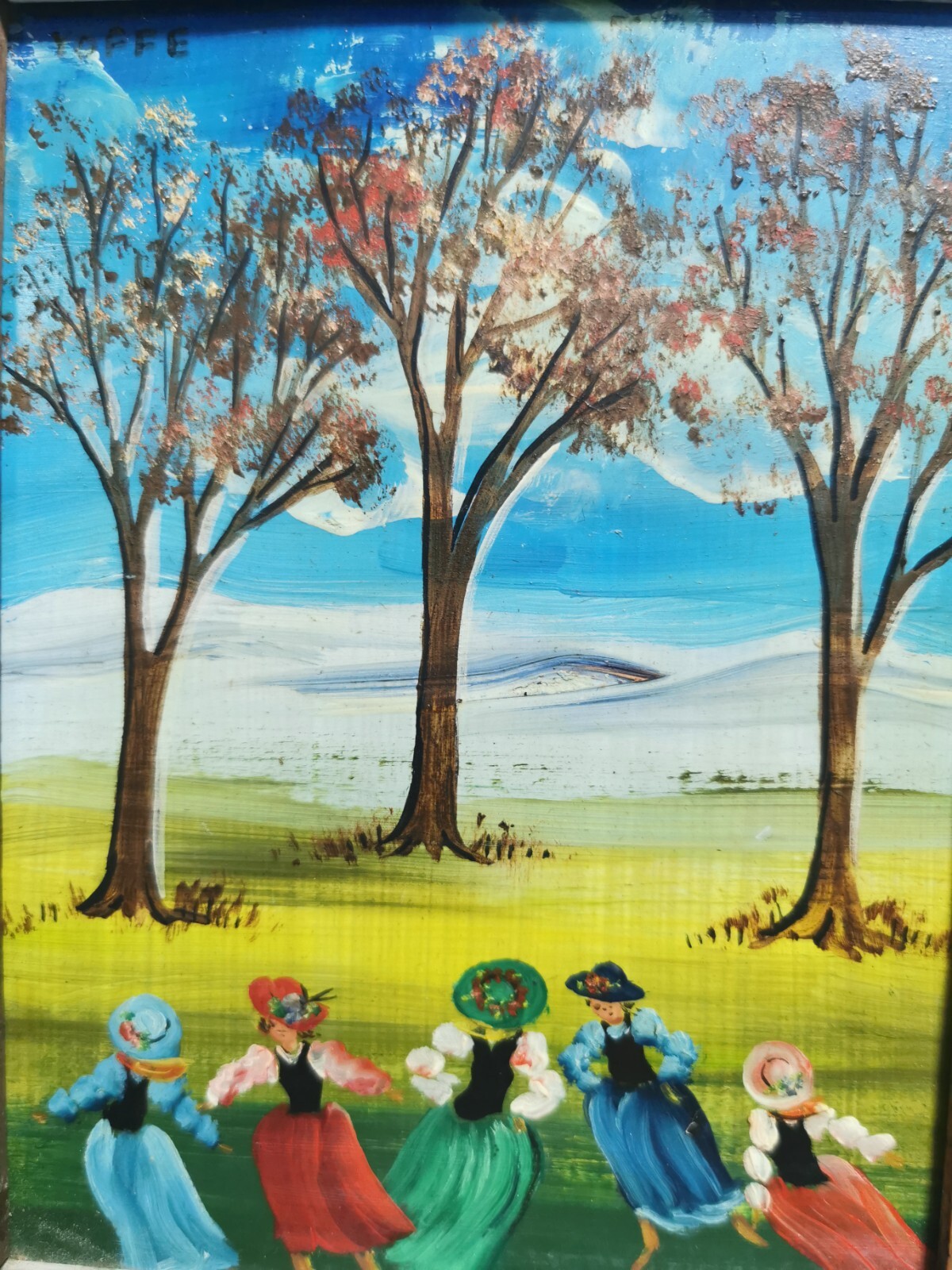 Pair of Vintage Israel Oil on Board Painting Signed REVIVA YOFFE Wood Framed - Image 4