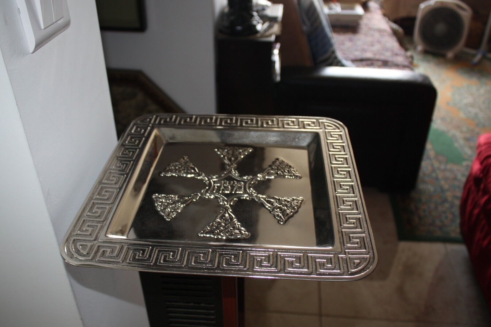 Passover Seder Silver Plate Tray Square Pesach Matzo Judaica Israel 12" Excell - Image 6