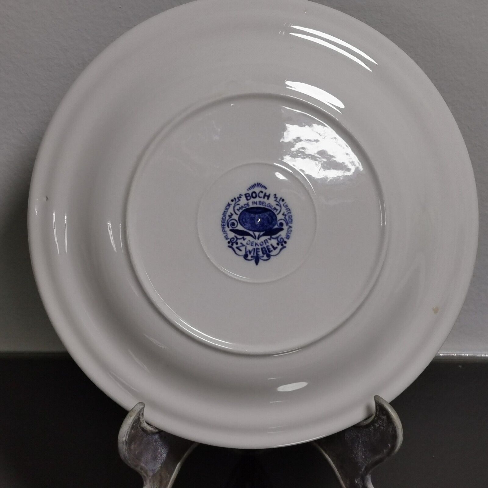 Vintage Boch Belgium Zwiebel Antique Plate Blue and White Pattern Kupferdruck - Image 6