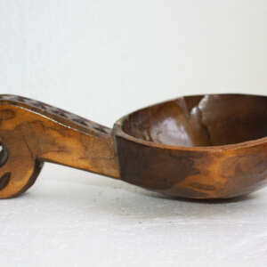 Vintage Hand Carved Rustic Russian Wooden Spoon Kovsh Bowl Cup Kvas Water Rare 1