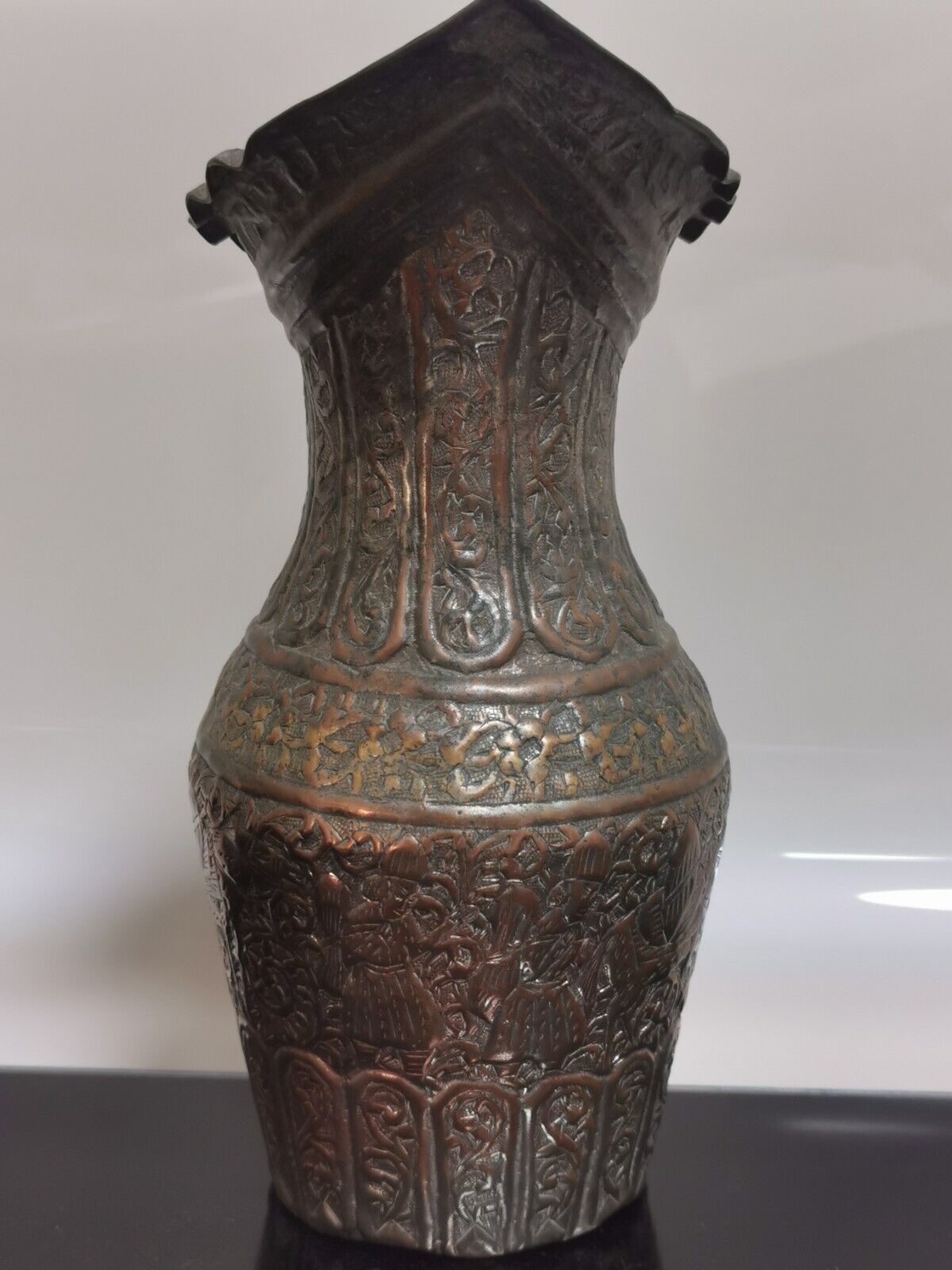 Antique 19th Century Persian Tinned Copper Ewer Hakhamaneshi Design Awesome Rare - Image 4