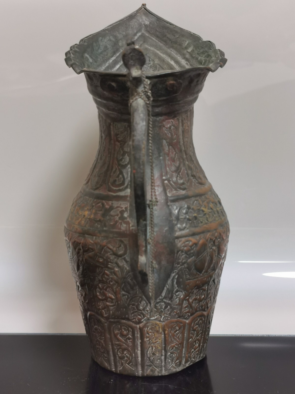Antique 19th Century Persian Tinned Copper Ewer Hakhamaneshi Design Awesome Rare - Image 5