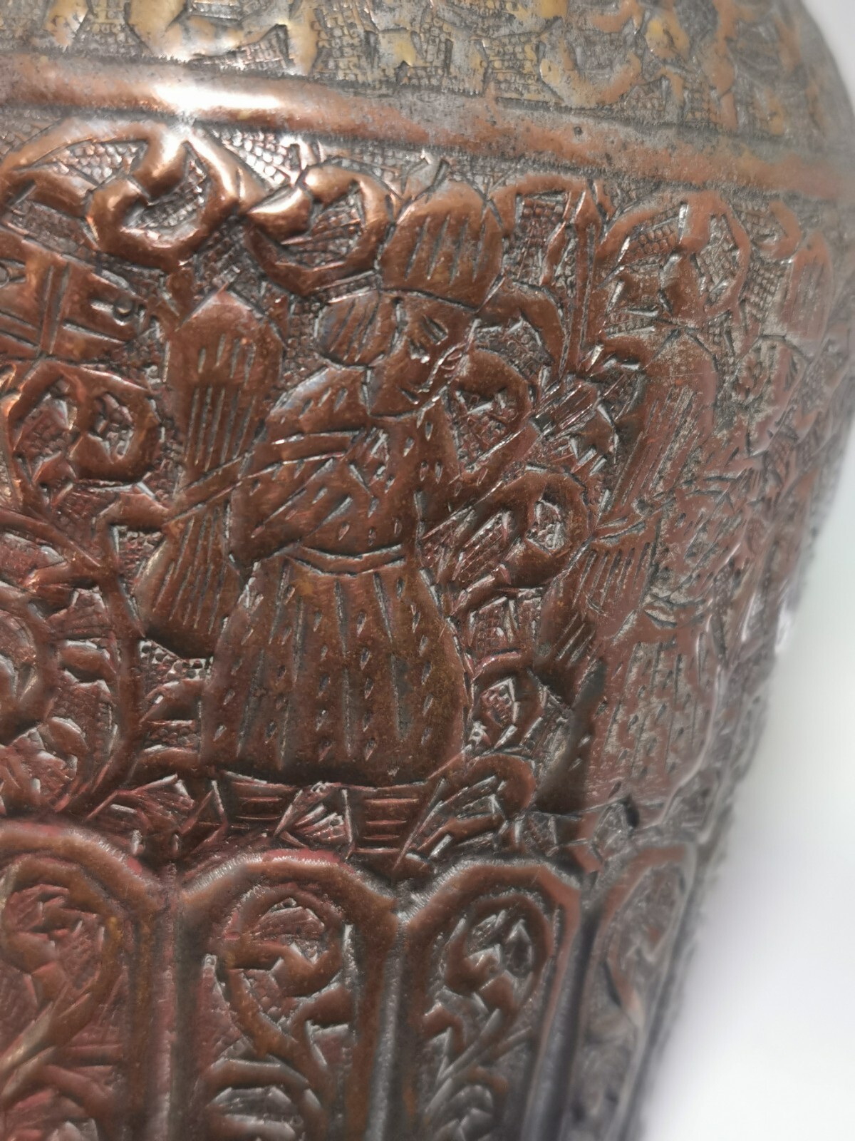 Antique 19th Century Persian Tinned Copper Ewer Hakhamaneshi Design Awesome Rare - Image 7