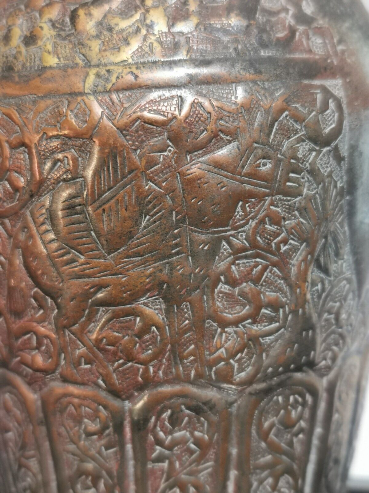 Antique 19th Century Persian Tinned Copper Ewer Hakhamaneshi Design Awesome Rare - Image 9