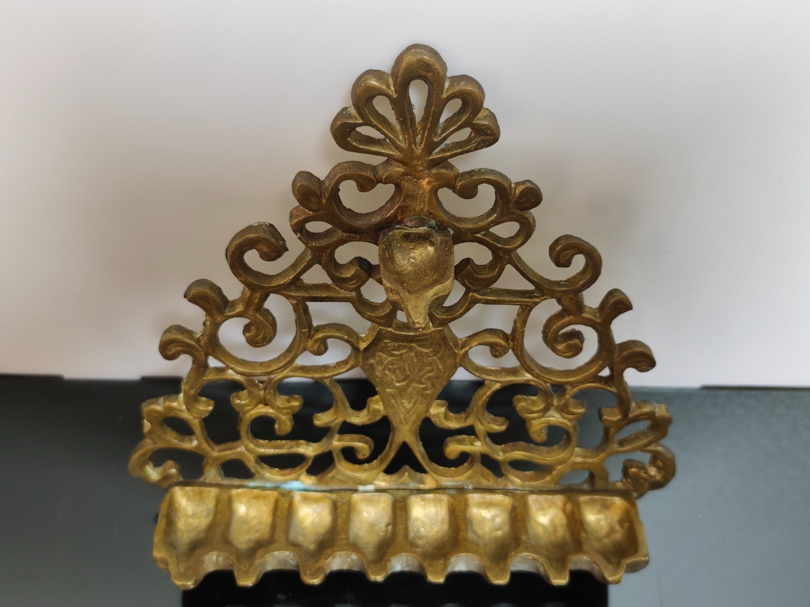 Antique Brass Oil Menorah JUDAICA Chanukah HANUKKAH Wall Hanging ANCIENT - Image 4