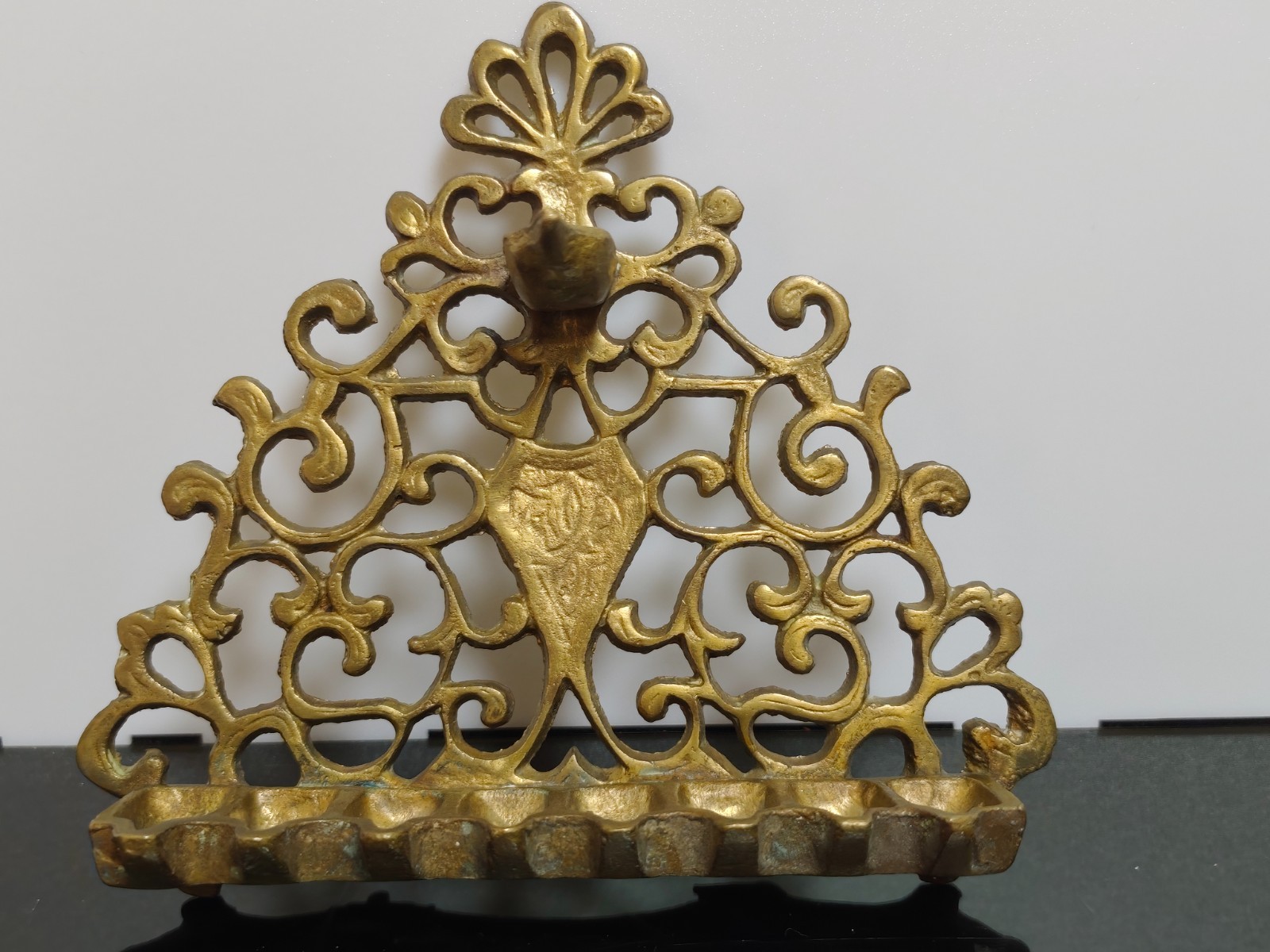 Antique Brass Oil Menorah JUDAICA Chanukah HANUKKAH Wall Hanging ANCIENT