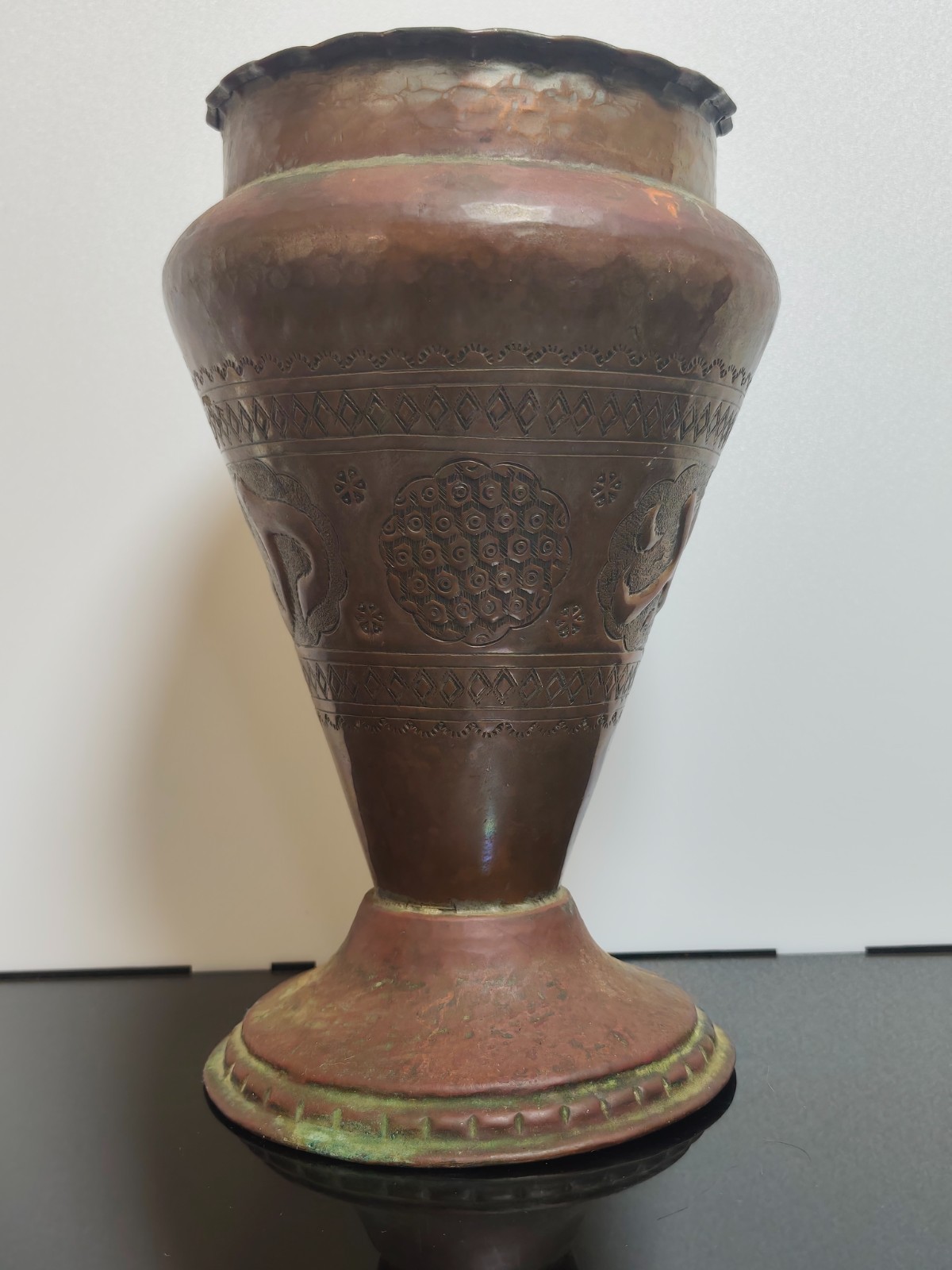 Antique Islamic Copper Middle East Large Vase Urn Arabic Calligraphy Hand Hammer - Image 3