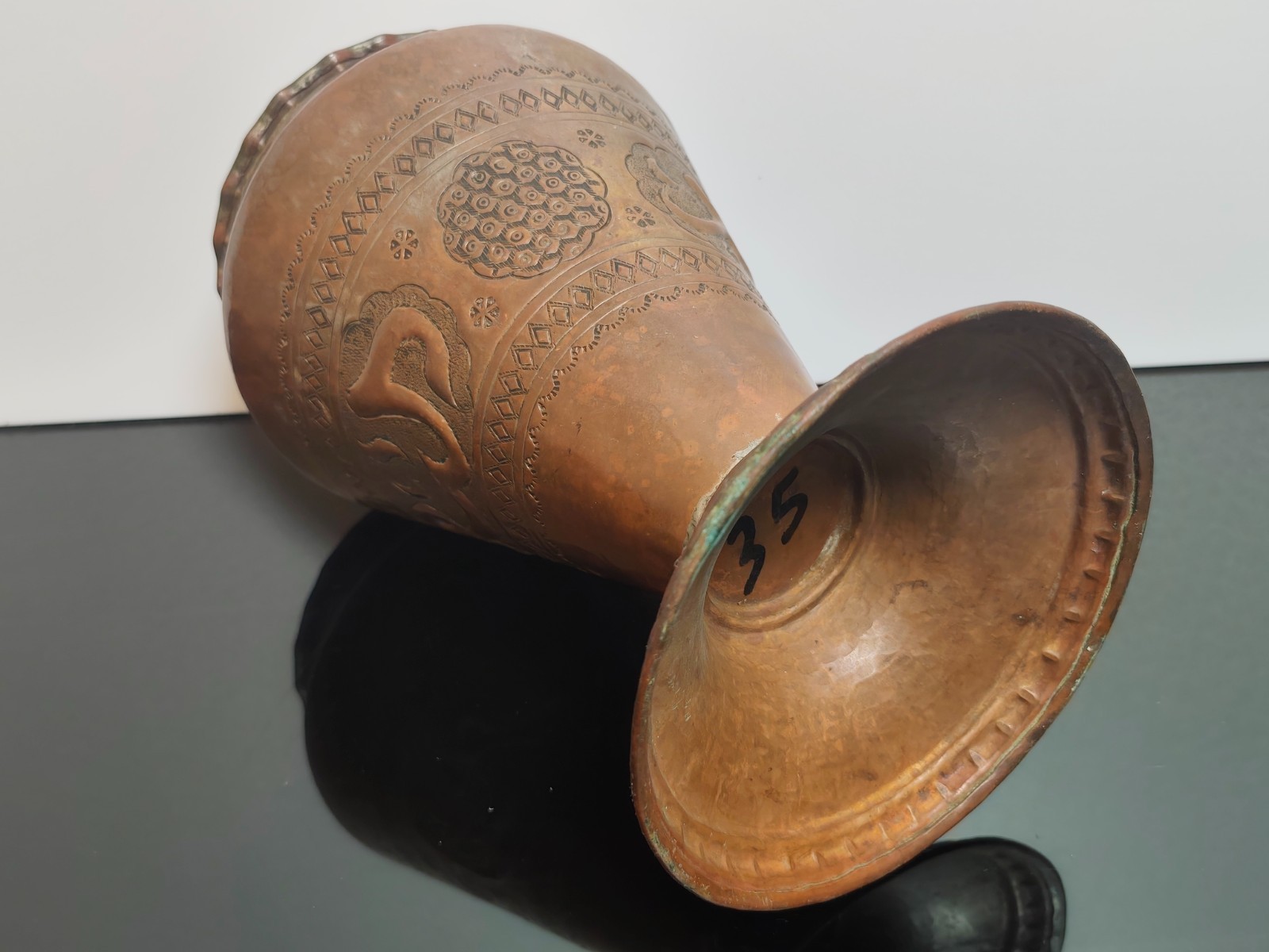 Antique Islamic Copper Middle East Large Vase Urn Arabic Calligraphy Hand Hammer - Image 8