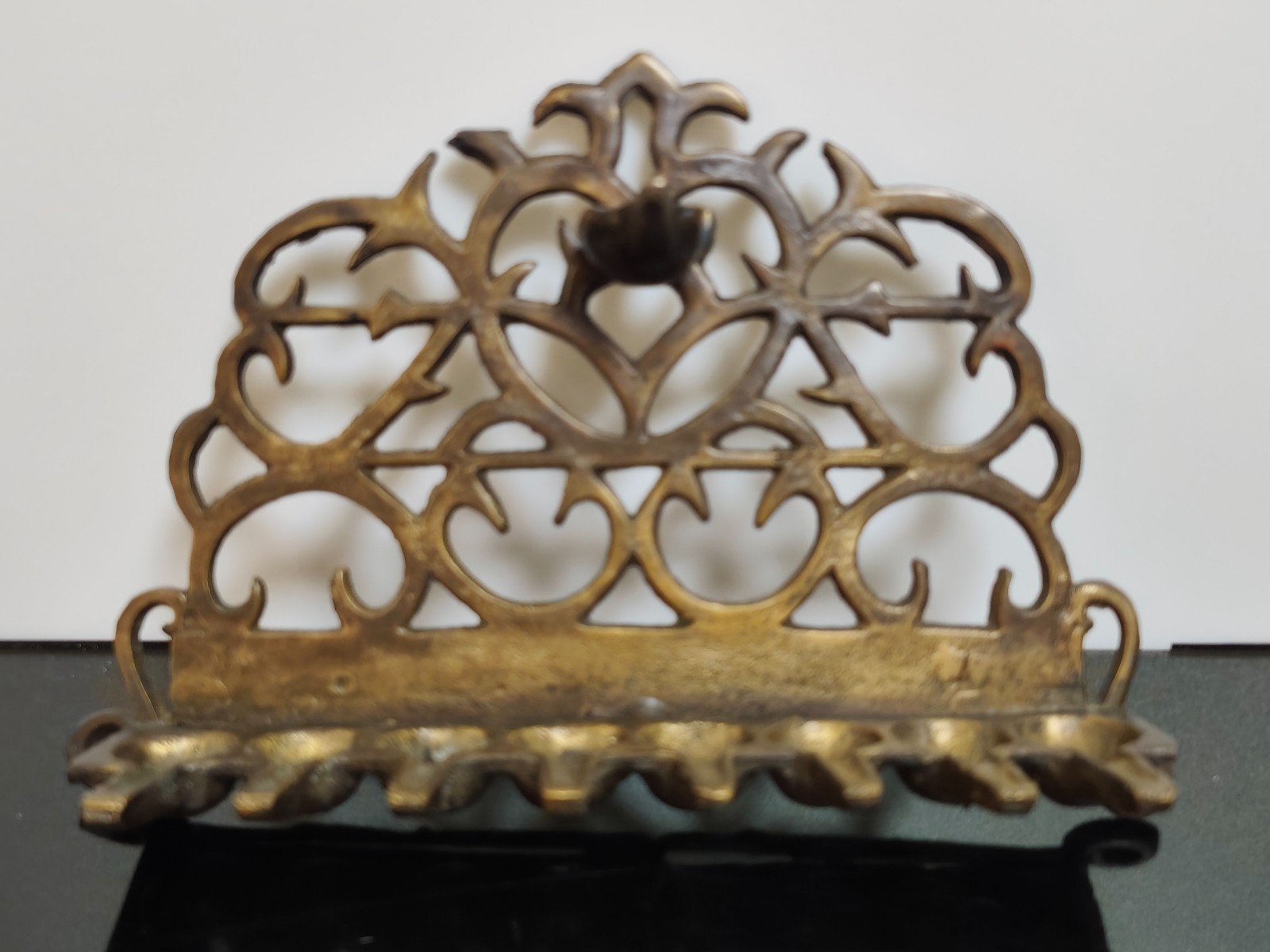 Antique Italian Brass Bronze c.18th Hanukkah Oil Lamp Menora Rare Wall Hanging - Image 3